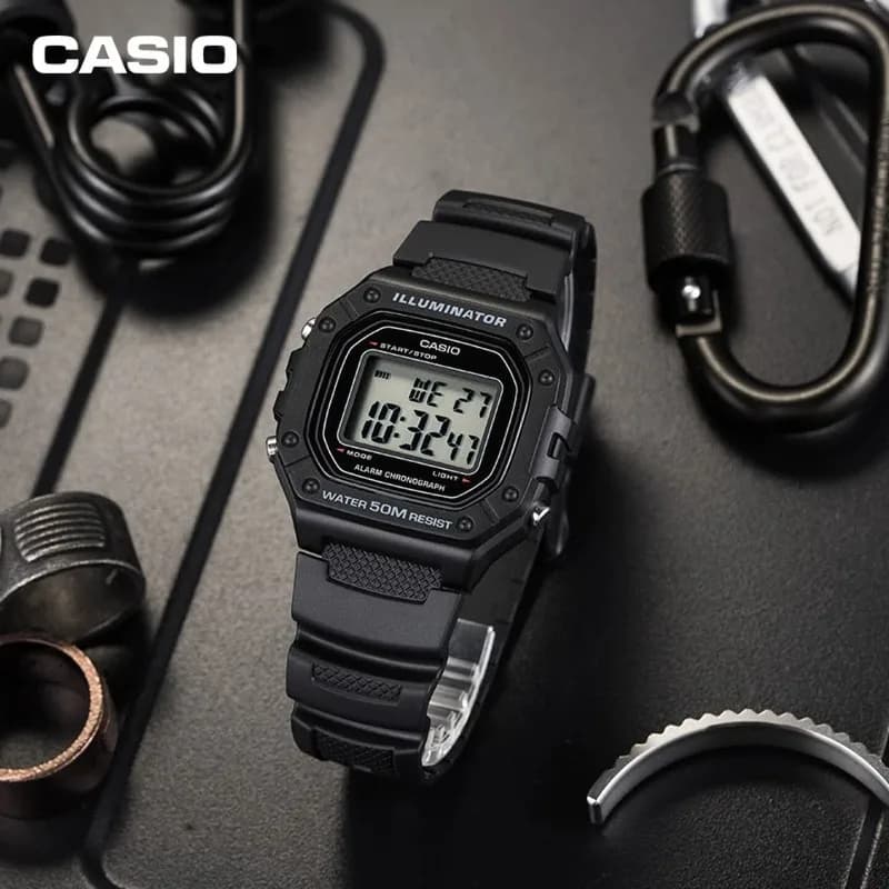 Original Casio W-218H-1A Digital Sports Watch for Men Waterproof Multifunctional Chronograph Casual Wristwatch Valentine's Day