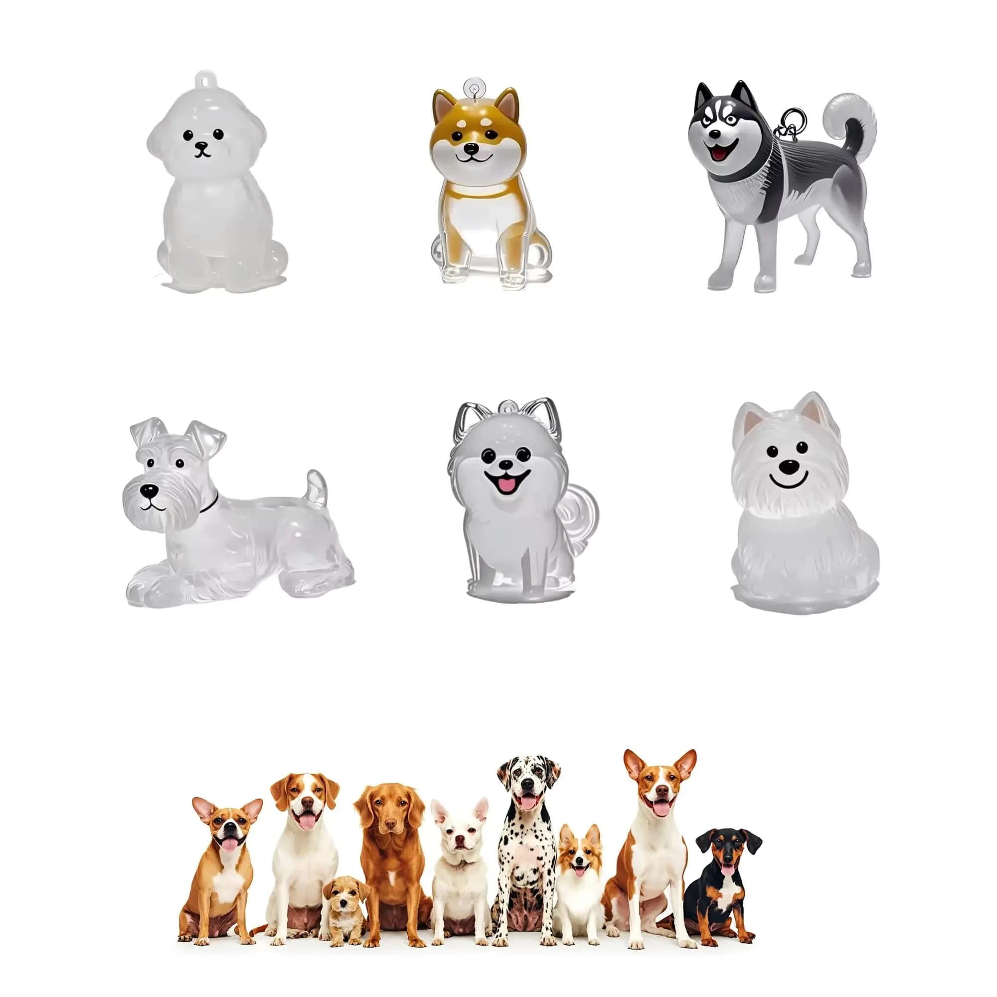 Portachiavi Creativo per Conservare Peli di Cane, Ciondolo Trasparente a Forma di Cane/Gatto, Souvenir Fatto a Mano per Amanti degli Animali