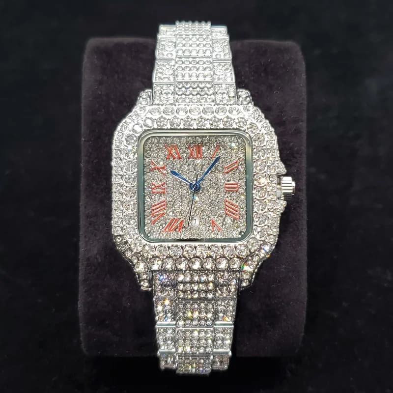 Luxury Watches with Women's Diamonds, Elegant Silver Square Wrist Watch with Crystals, High Quality, Sparkling Jewel for Party, Wedding Gift