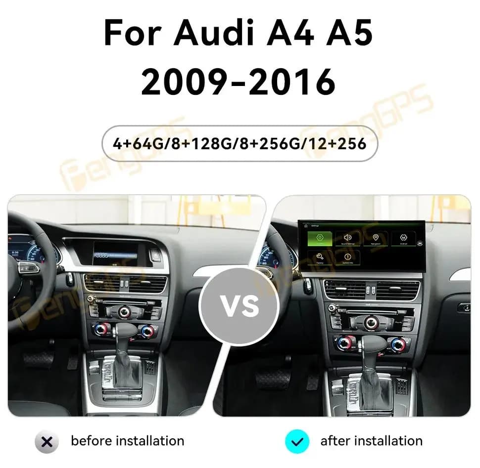 Carplay 15.8 "Android HD Screen 14 Autoradio For Audi A4 A5 2009-2016 GPS Navigation For Auto Multimedia Reader Low Configuration