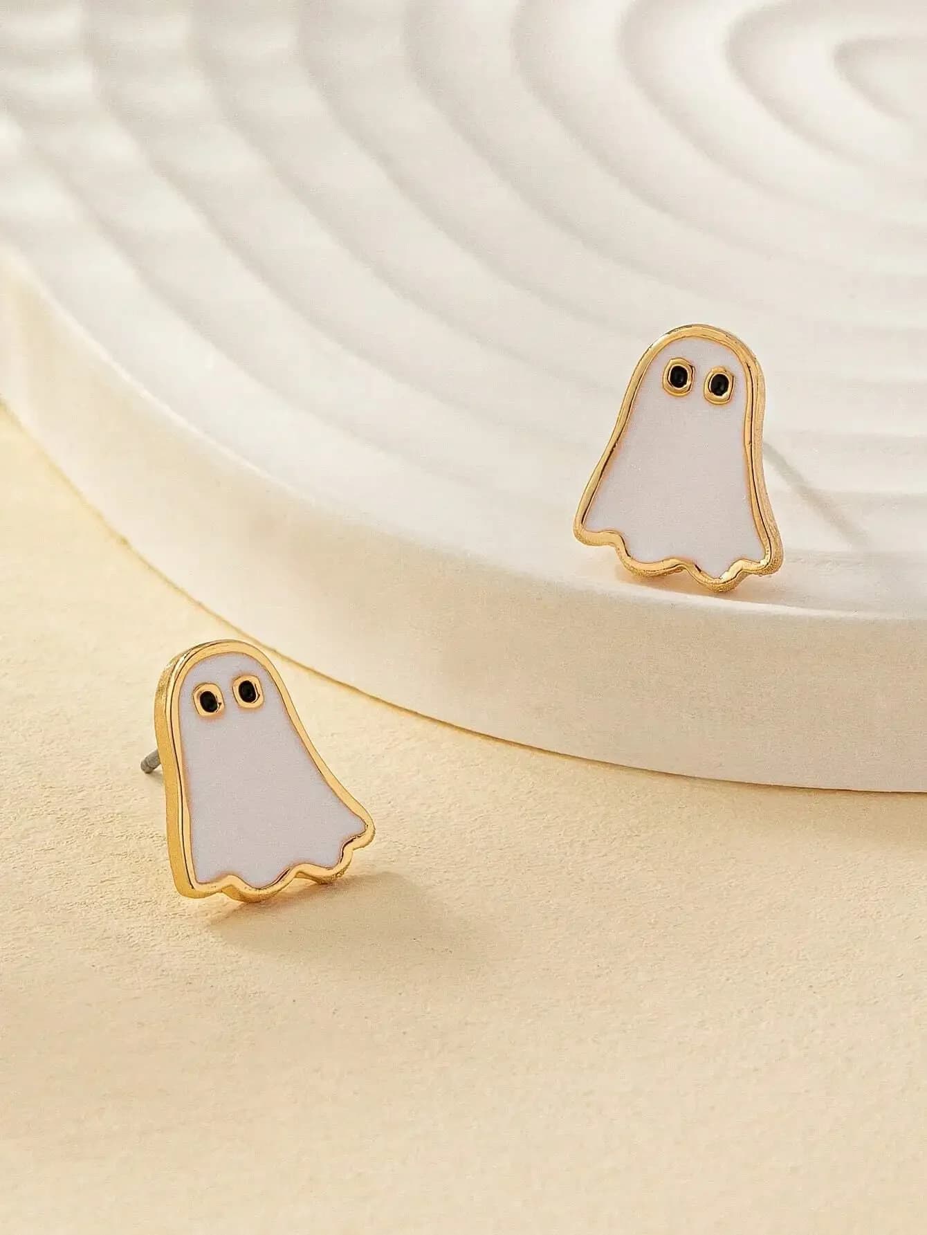 Enamel Ghost Dangle Earrings for Women Cute Daily Jewelry