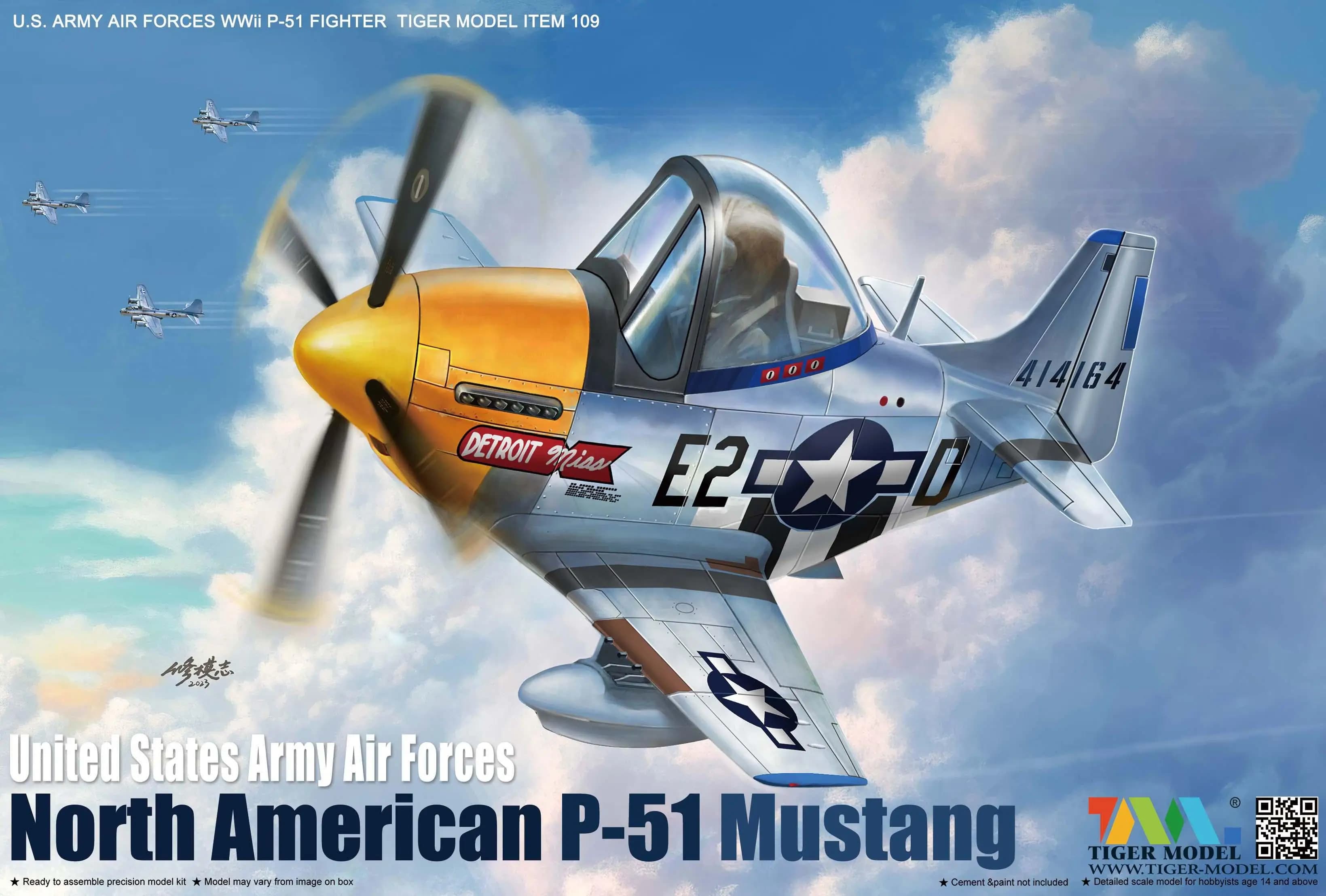 Tiger Model 109 U.S. ARMY AIR FORCES WWii P-51 FIGHTER Plastic Model Kit