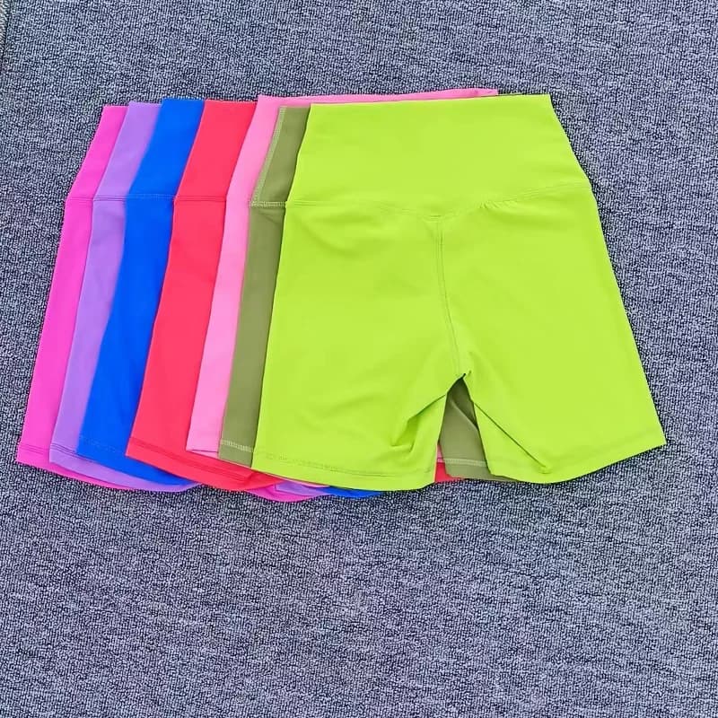 Solid color Soft Woman Sports Yoga Short Soft Compression Support sweat-Wickin Full workout Jog Cycling Indoor Pocket