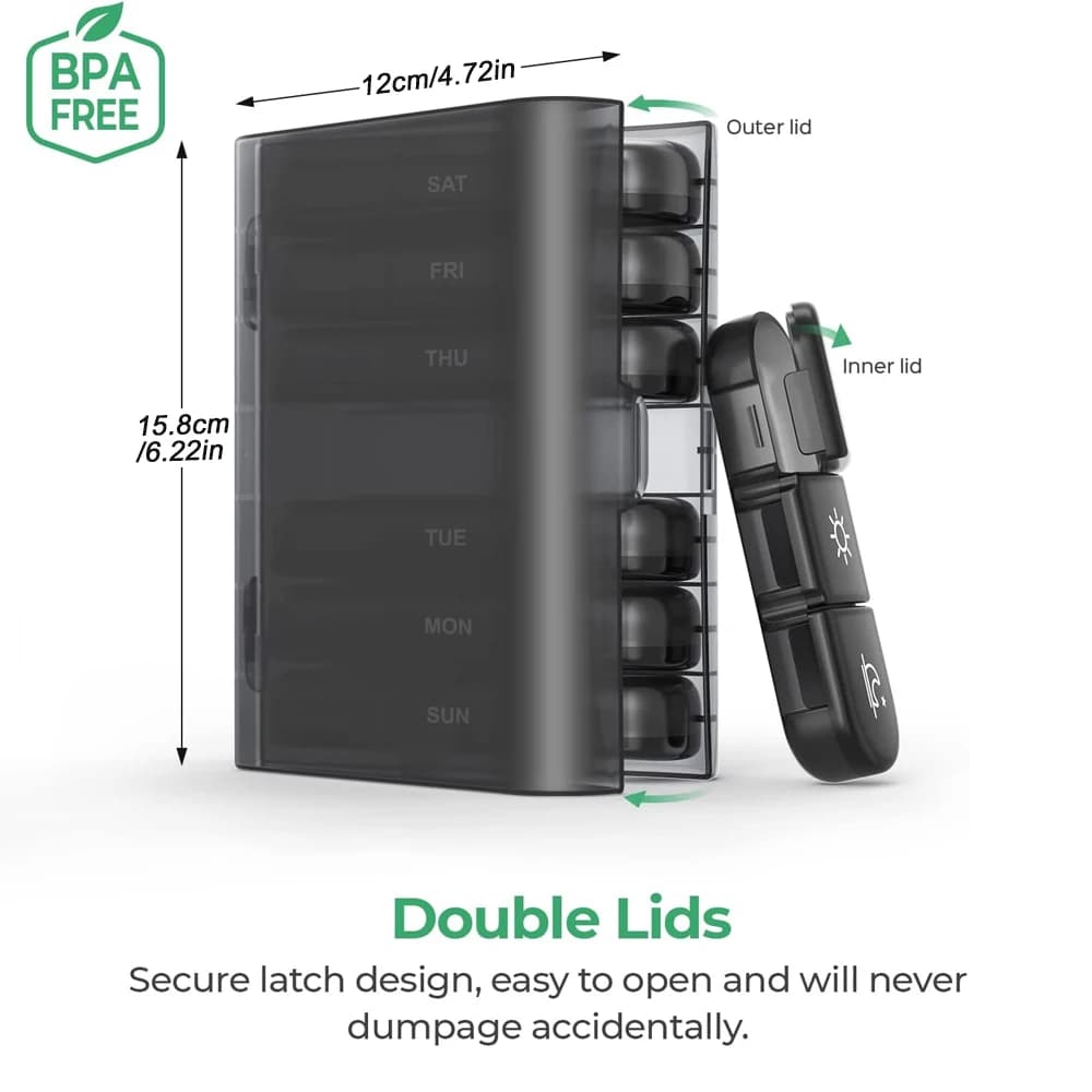 1 pcs 7 days Organizer 21 grills 3 times a day Portable travel with large compartments for vitamins Medicine Fish oils