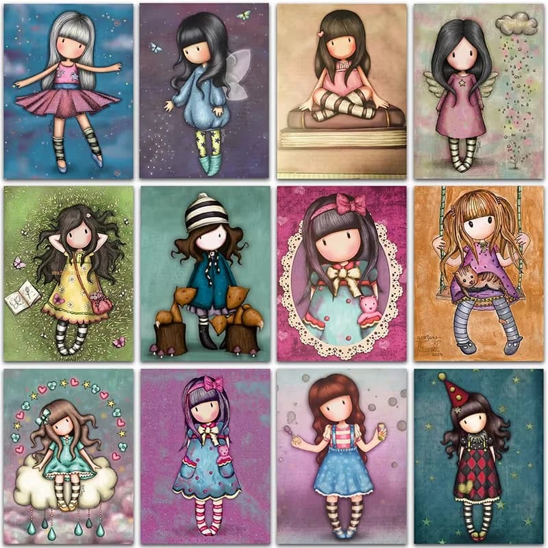 Kit Pittura Diamante 5D Fai da Te, Quadro Principessa Cartone Animato, Decorazione Casa, Ricamo Rotondo, Mosaico, Punto Croce, Regalo