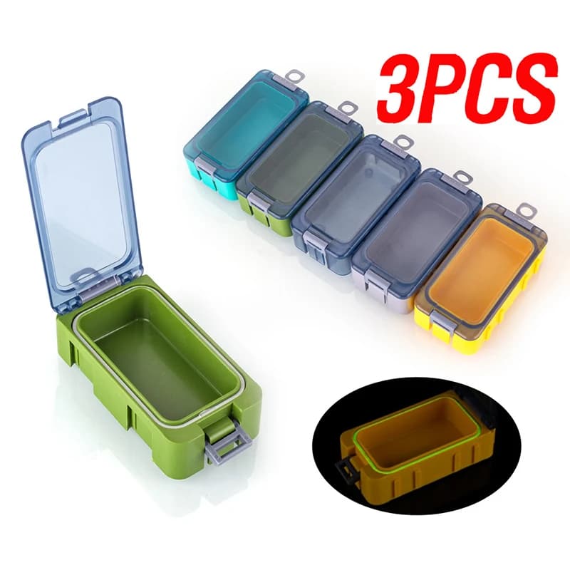 Set di 3 Mini Scatole per Pesca Luminose al Buio, Contenitori in Plastica per Esche Dure, Accessori per Pesca alla Carpa