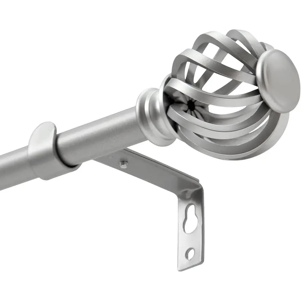 Silver Decorative Curtain Rods, 28 to 48 Inch, Small Curtain Rod for Bedroom, Living Room, Kitchen
