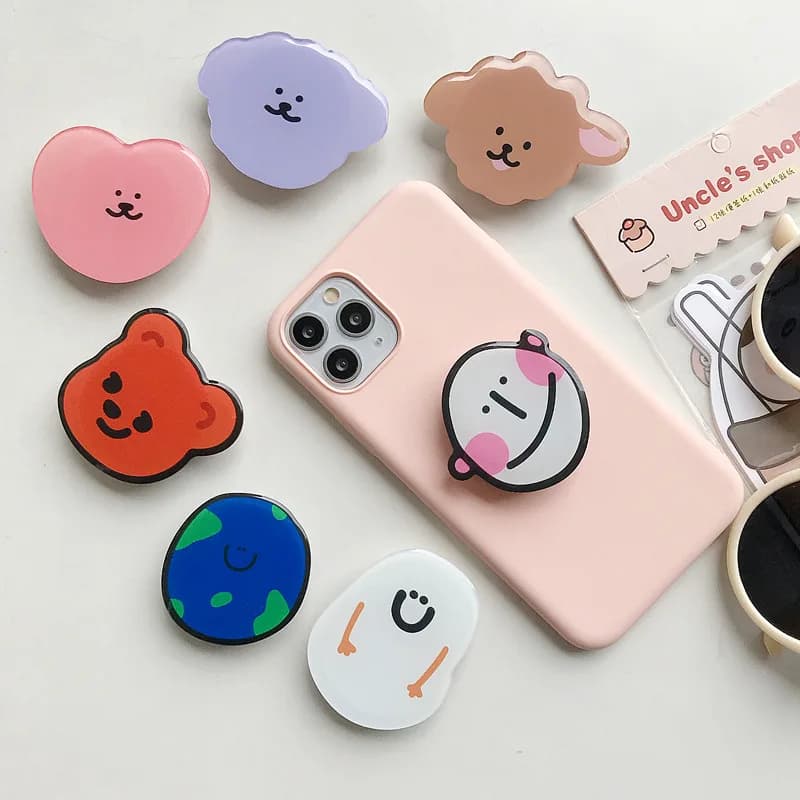 Supporto per telefono Kawai Doodle con airbag, impugnatura adesiva, supporto pieghevole a forma di cartone animato, magnetico, per dita, decorazione per custodia del telefono