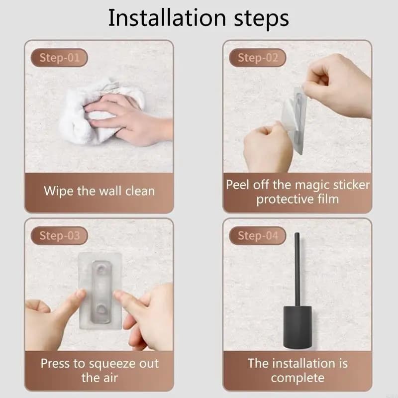 Toilet Brush Set Bathroom Cleaning Brush No Punching Household Non Marking Sticker