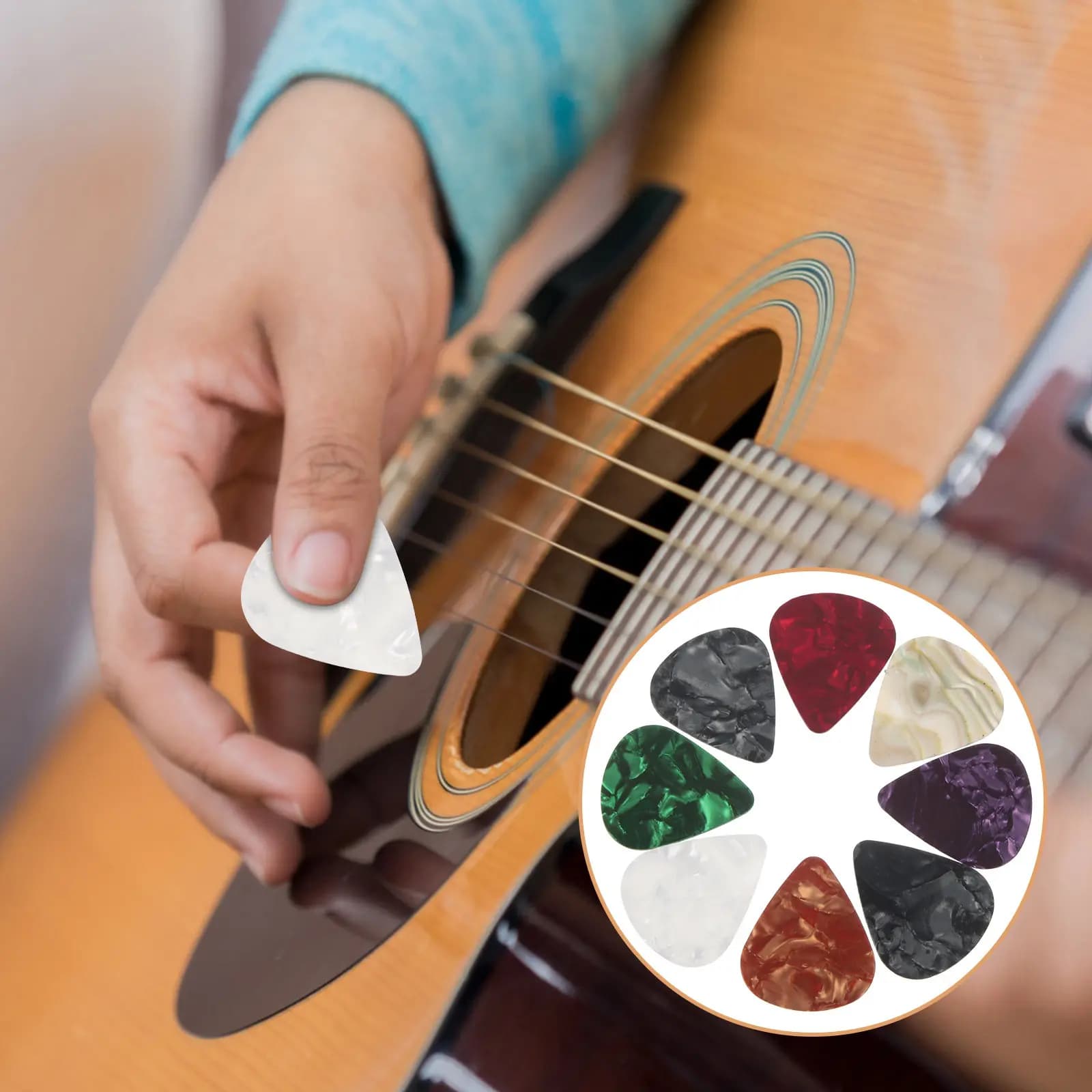 Set di 30 Plettri per Chitarra, Confezione Assortita, Spessi e Resistenti in Xylonite/Nylon per Chitarra Elettrica, Acustica, Basso e Ukulele, Controllo del Tono, Regalo per Musicisti