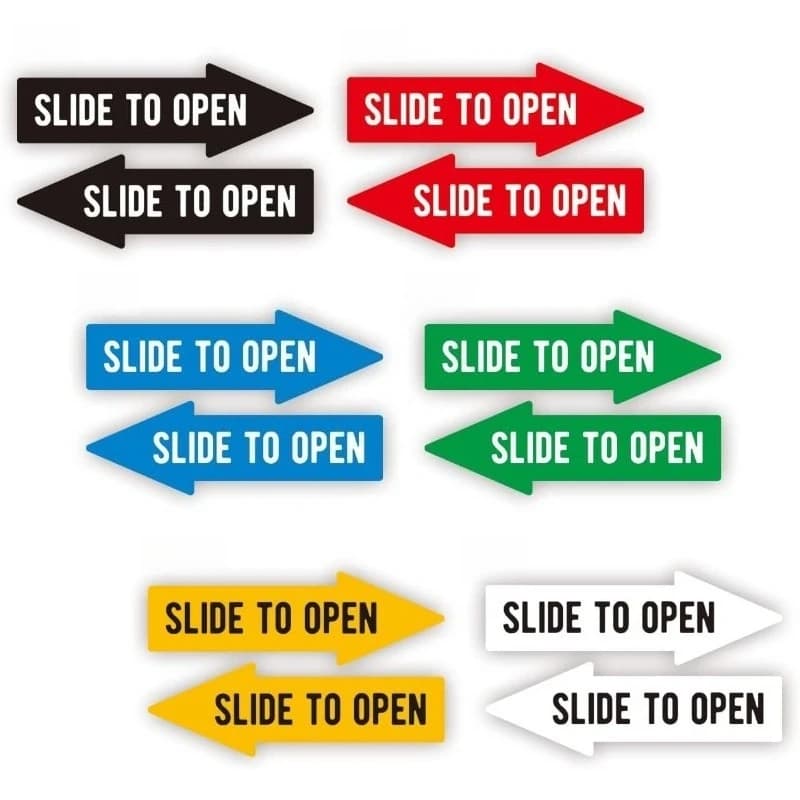 1 set di adesivi in vinile con freccia 'Slide To Open', decalcomanie piatte 2D per porte scorrevoli di auto, decorazioni per auto e moto