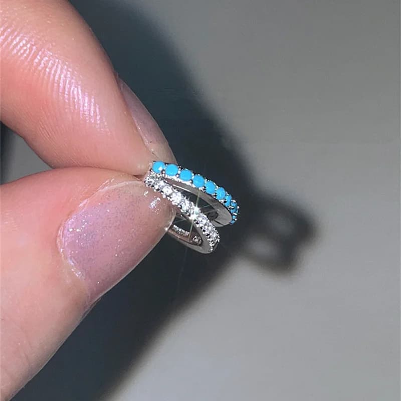 1 pz trendy zircone stella cuore doppio strato orecchini a cerchio per le donne fibbia design di nicchia orecchini freddi gioielli e1488