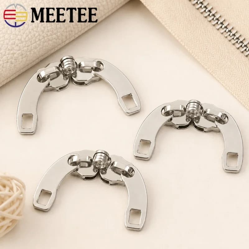 10Pcs 5#8#10# Zipper Sliders Lock Hole Pullers for Nylon Zip Repair Suitcase Backpack Clothing Bags DIY Hardware Accessories