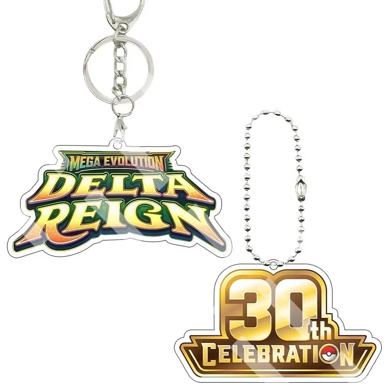 for Ptcg Anime 30th Anniversary Mega Evolution Delta Reign Logo Acrylic Keychain Decoration Backpack Pendant Festival Gift