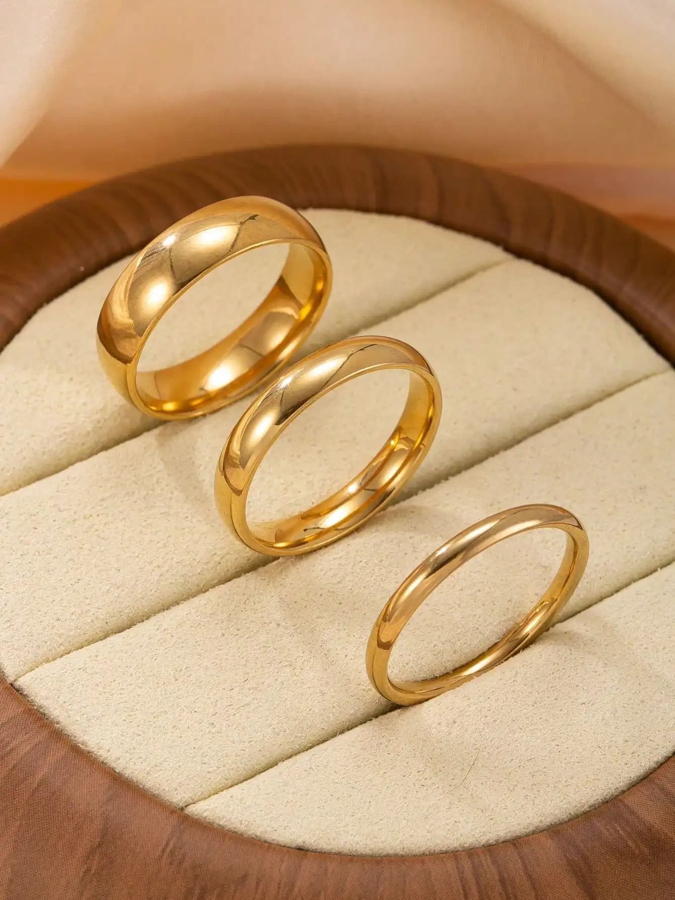 Set di 3 anelli in acciaio inossidabile lucidato, anelli impilabili a fascia semplice per uso quotidiano, regalo di San Valentino, matrimonio