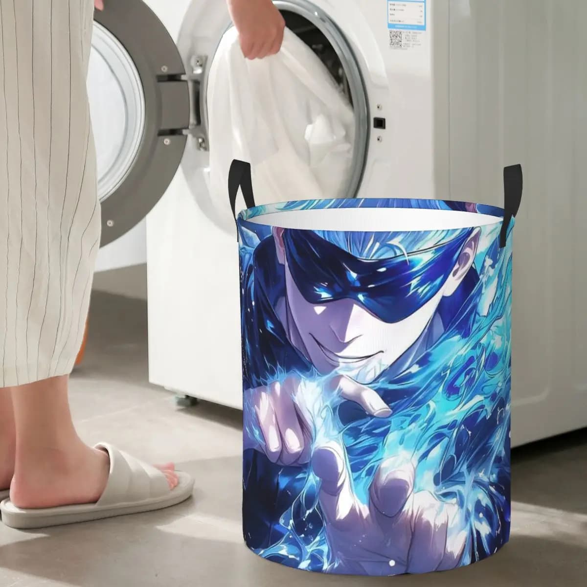 Jujutsu Kaisen Gojo Satoru Pleated linen baskets Dirty clothes Basket for various items Organizer bag for home
