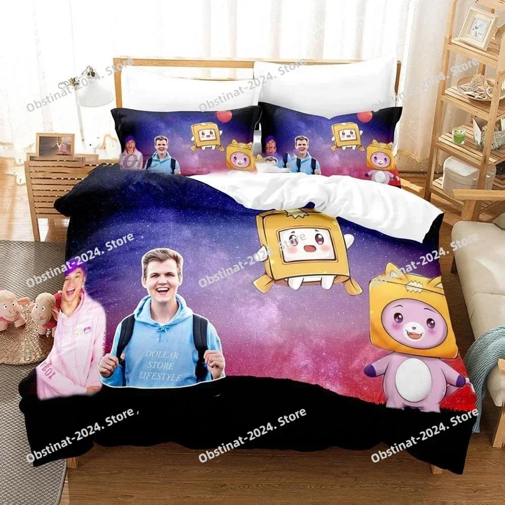 Cartoon Foxy Boxy Lanky-box Set letto stampato Copripiumino Federa Set biancheria da letto Lenzuolo Copripiumino Completo Queen King Size