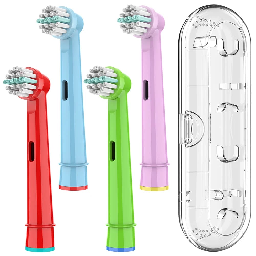 Contenitore da viaggio trasparente per spazzolino e 4 testine di ricambio compatibili con lo spazzolino elettrico Oral B, per Pro 1000 500 1500