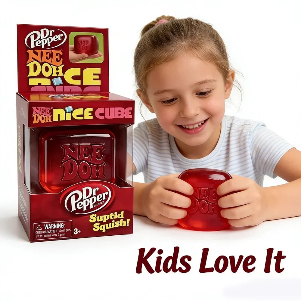@ Dr Pepper x NeeDoh Nice Cube Squishy Giocattolo Antistress, Cubo Morbido da Spremere per Bambini e Adulti, Giocattolo Sensoriale per Alleviare l'Ansia
