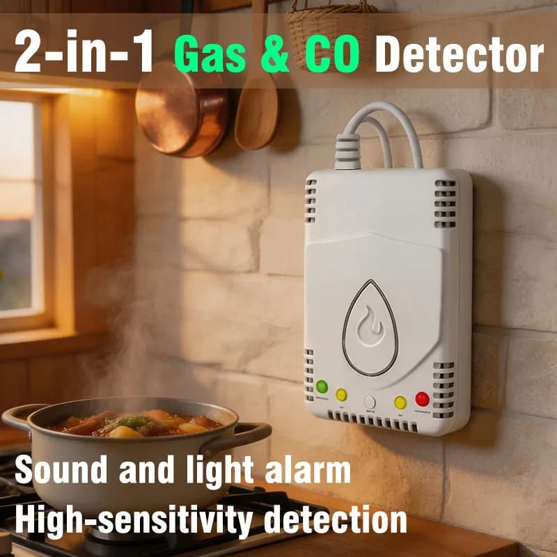 Plug-in kitchen gas leakage detector, carbon monoxide detector, liquefied petroleum gas detector, natural gas detector, methane