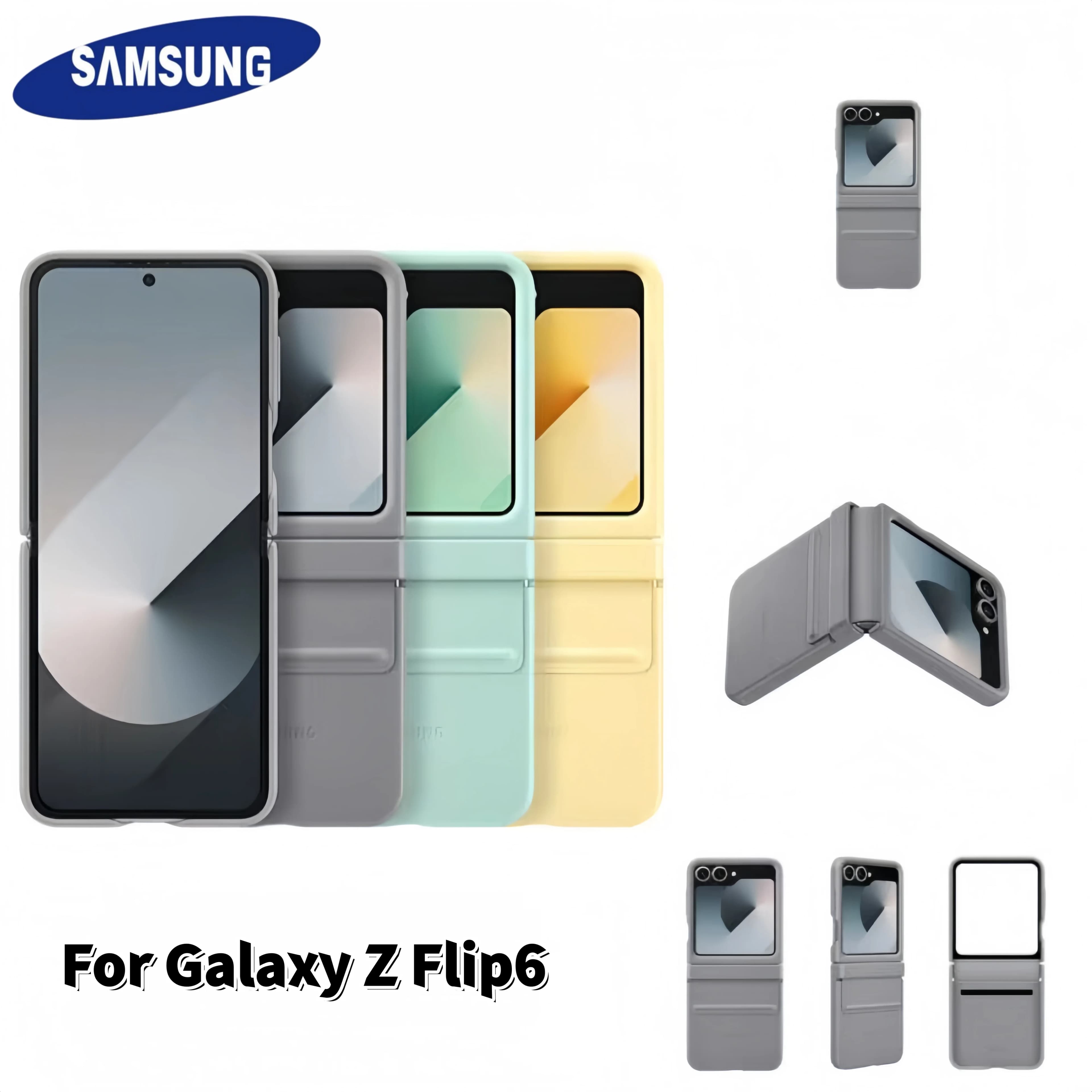 Z Flip6 Eco-Leather Flip Case Official the Same Genuine Leather Case for Samsung Galaxy Z Flip6 Luxury Hinger Cover With Box