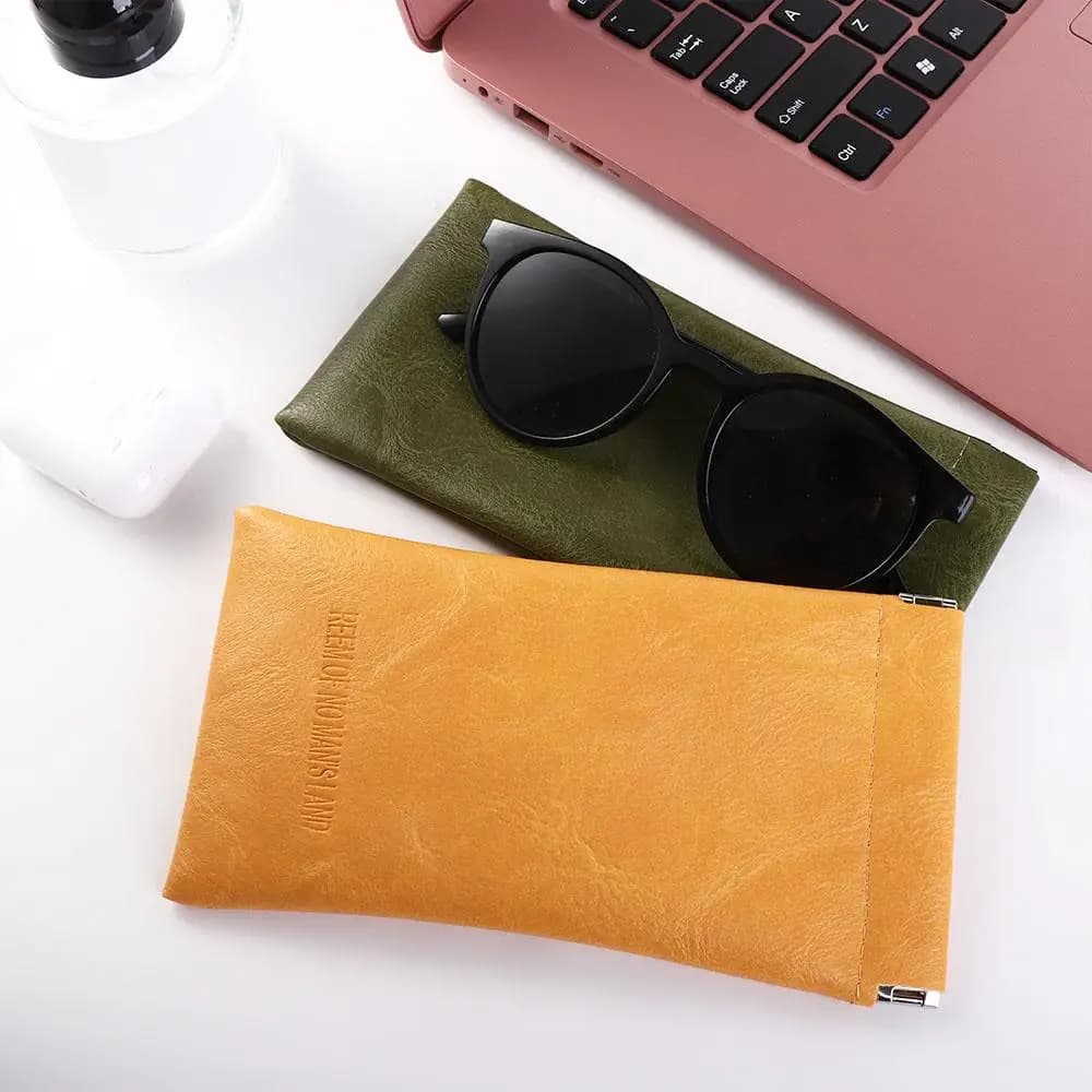 Letter Eye Glasses Holder Simple Waterproof Sunglasses Storage Bag PU Leather Glasses Case Small Coin Purse Cosmetic Bag