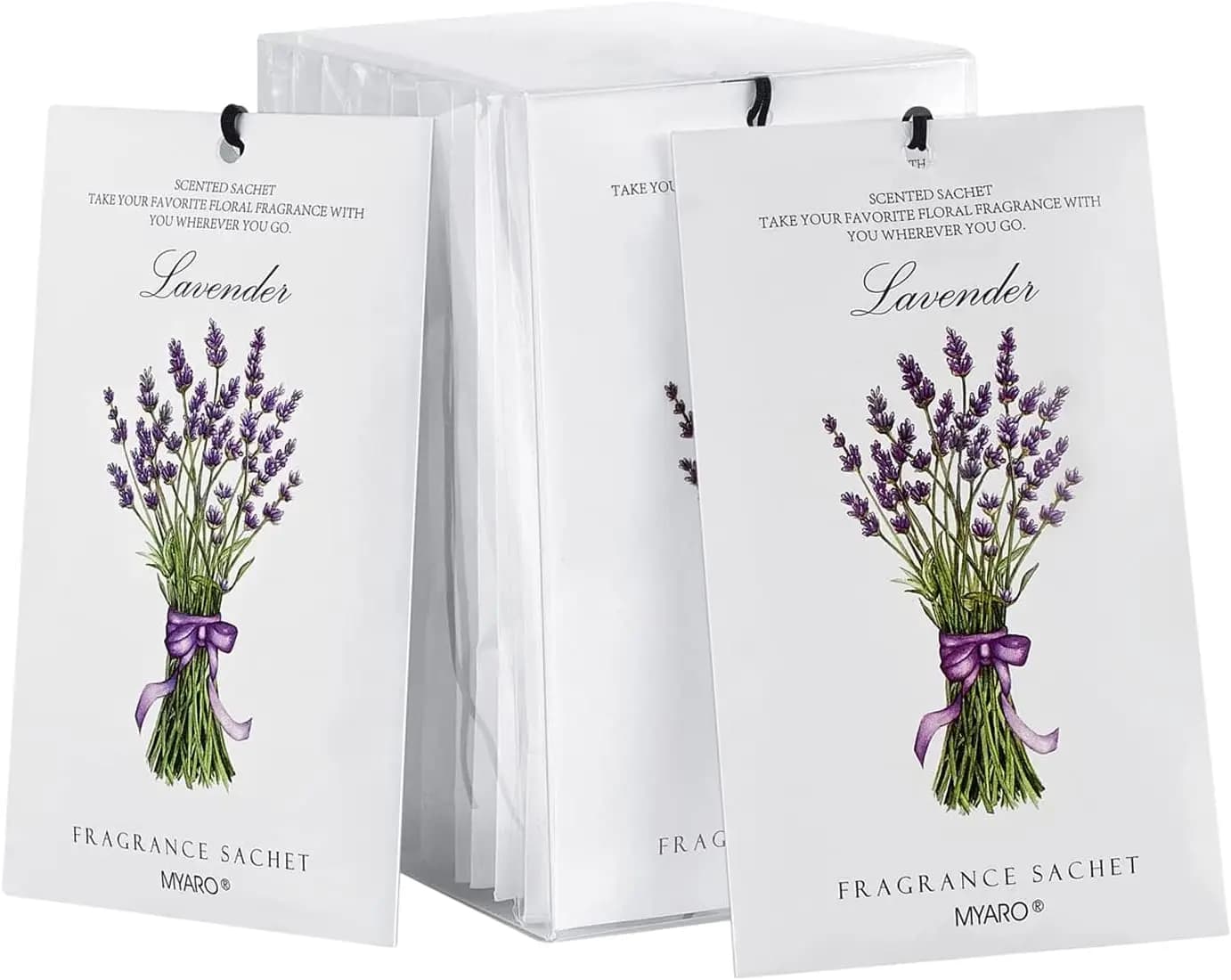 Confezione da 12 Sacchetti Profumati alla Lavanda per Cassetti, Armadi, Auto, Borse da Palestra - Elimina Odori e Deodorante per Ambienti