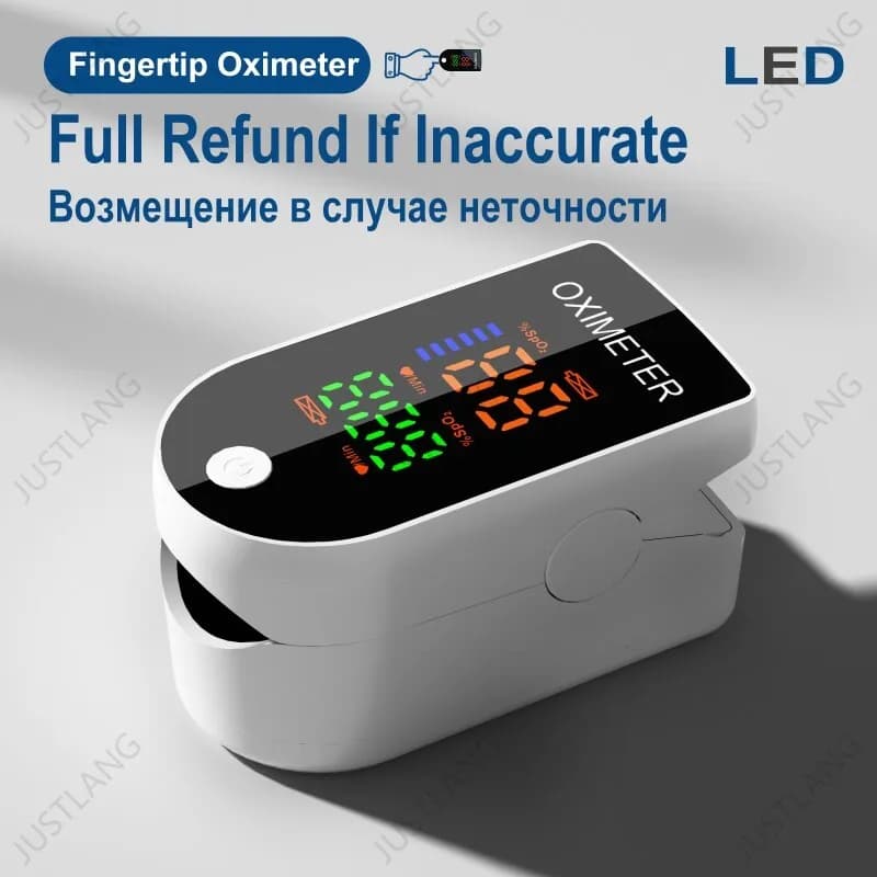 AiQUE finger pulse oximeter with Case, LED Oxygen Saturation Monitor in Blood and Cardiac Frequency, Medical Oximeter with Respiratory Function