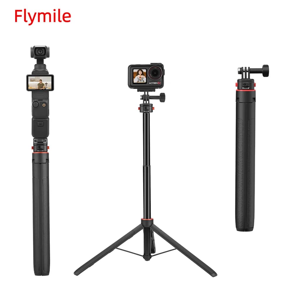 Flymile Selfie Sticks Treppiede 31.5-163CM Supporto per DJI Pocket 3/Action 5 Pro/Insta360 X5/Ace Pro 2/Gopro 13/Accessori per fotocamera