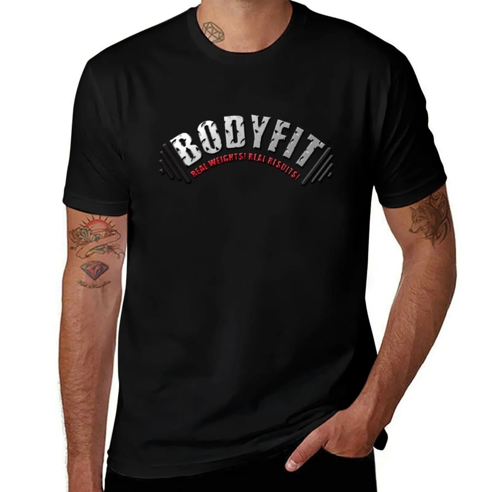 BODYFIT Diamond Plate Real Weights Real Results Logo T-Shirt Halloween Theme T-Shirt