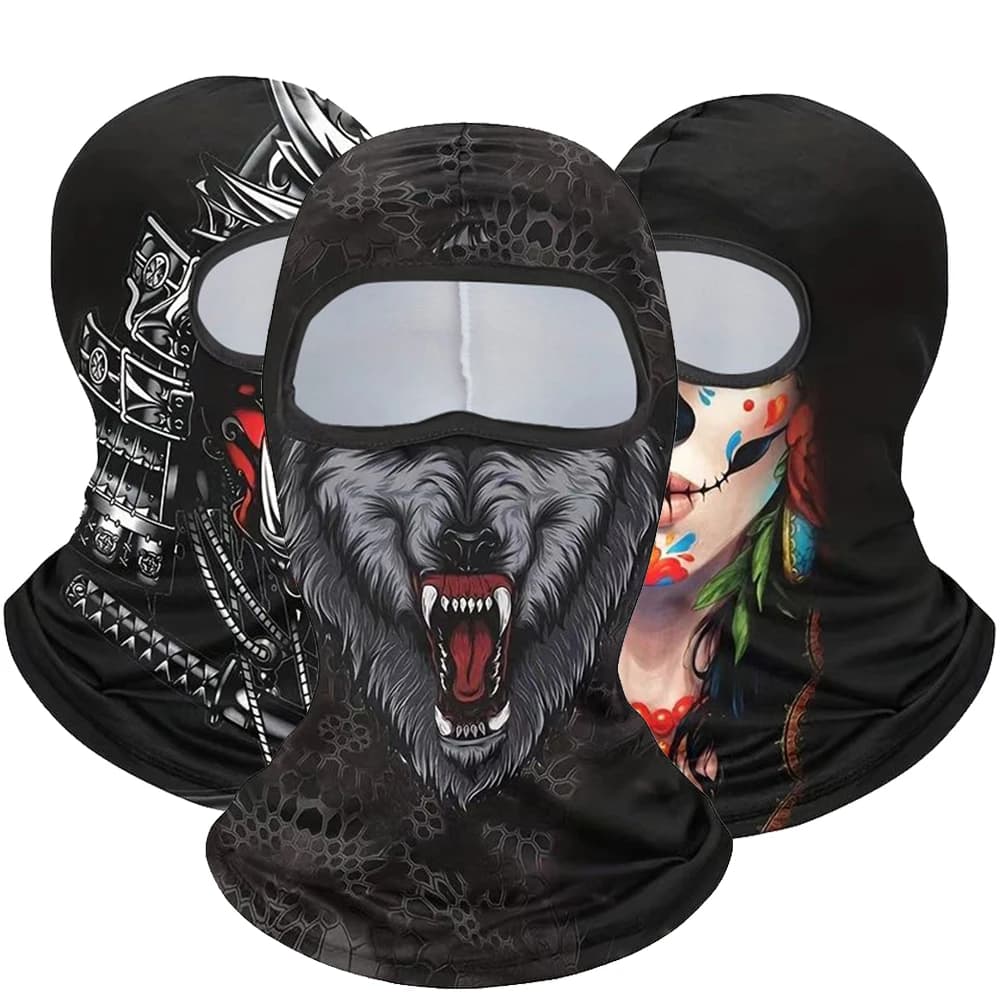 Maschera per moto Passamontagna per protezione solare fresca per esterni Lycra Moto Biker Berretto antivento Maschera Tappo antivento Copricapo da ciclismo per bicicletta
