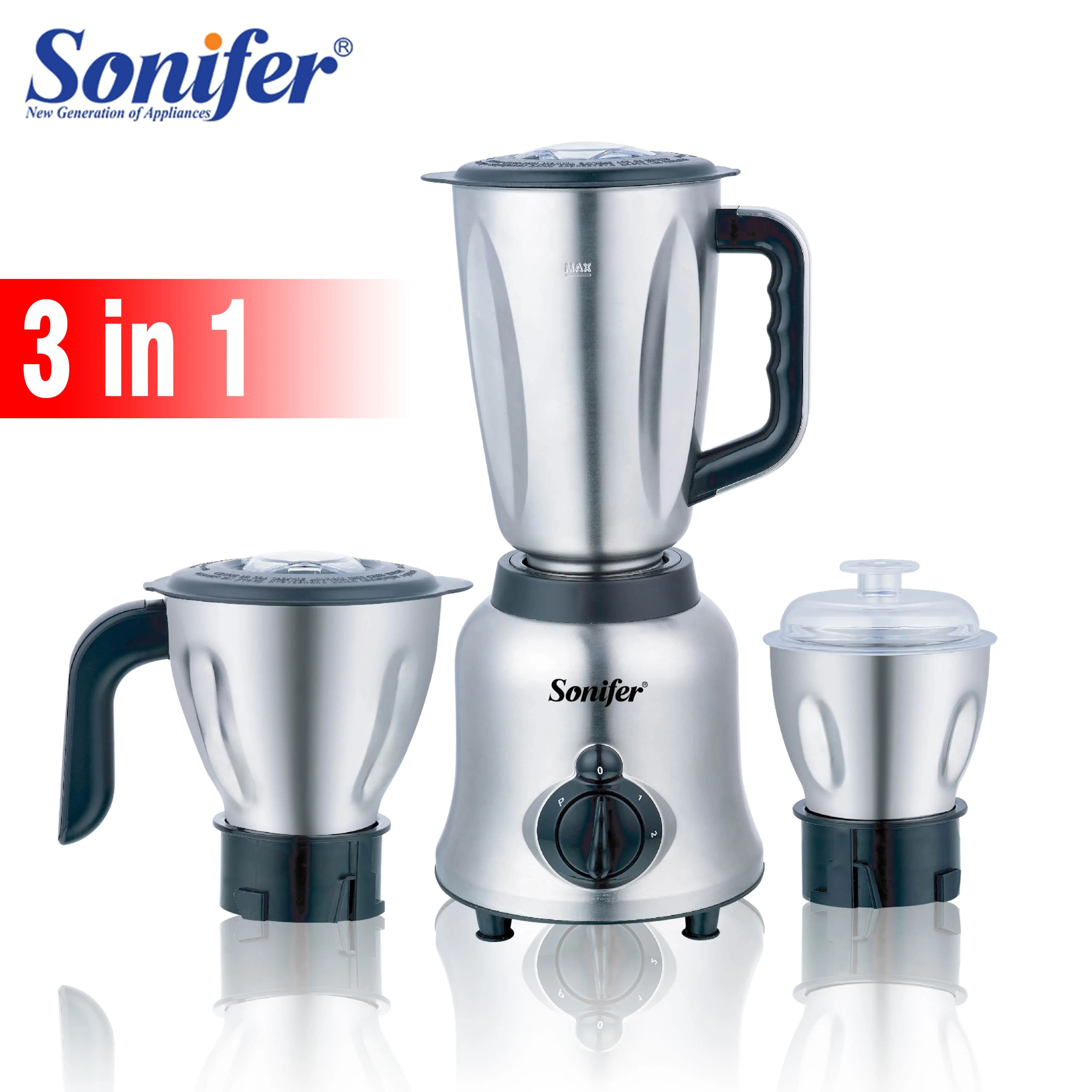 3 in 1 frullatore e tritacarne e spremiagrumi e macinazione miscelatore da cucina in acciaio inossidabile robot da cucina per frutta frullati di ghiaccio Sonifer senza BPA
