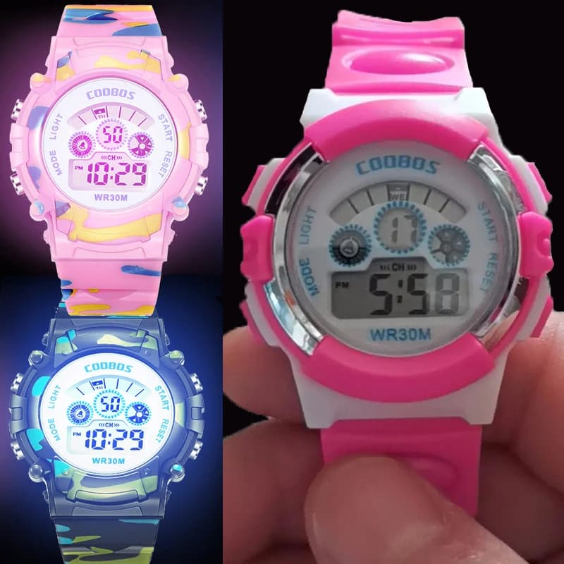 Nuovo Orologio Militare per Bambini con Luce Notturna, Impermeabile, Sportivo, per Studenti, Ragazze e Ragazzi, Orologio Elettronico con Cartoni Animati