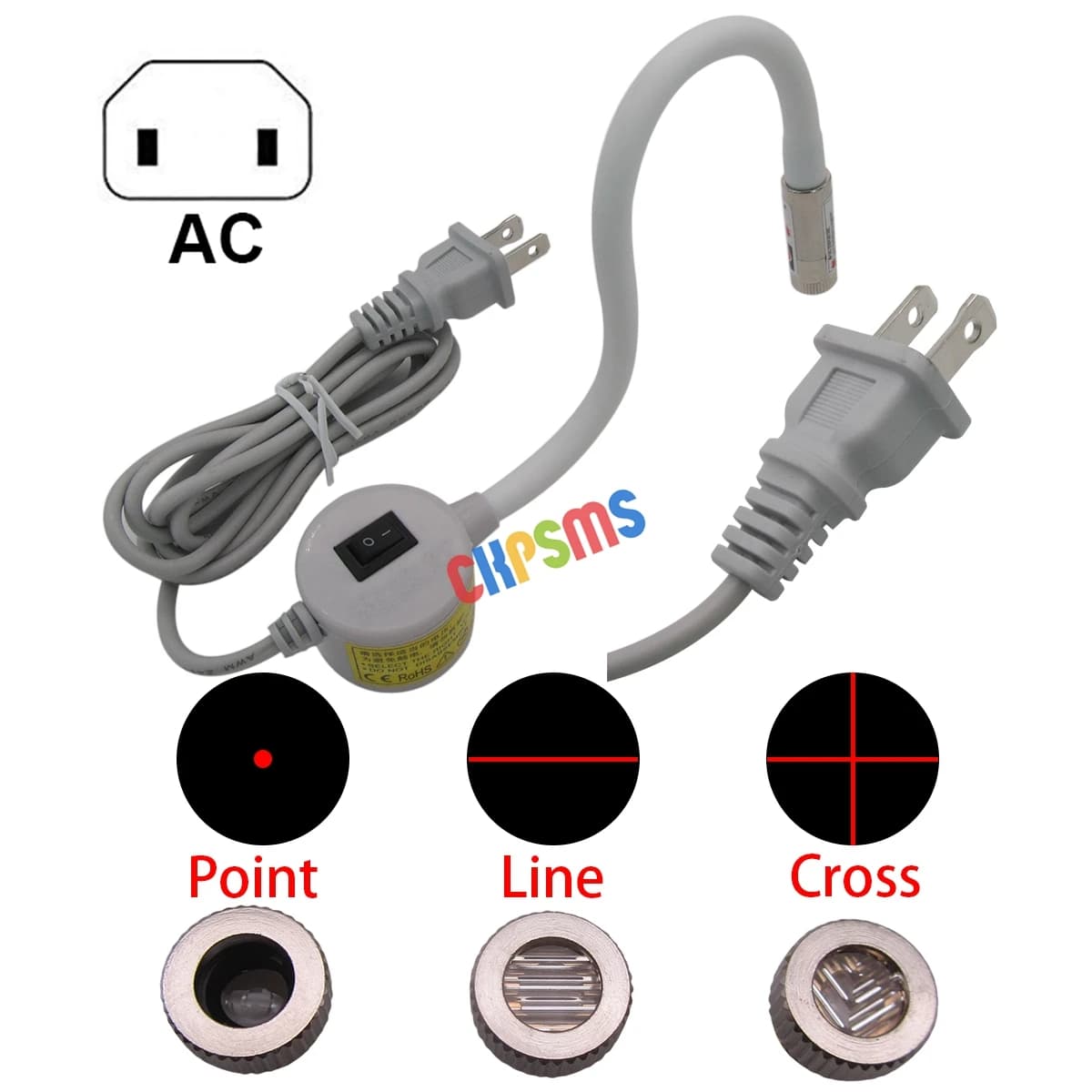 Base Magnetica con Spina AC 110V-120V, Rotazione a 360° ° Luce laser di posizionamento a collo di cigno rossa per macchine da cucire e da taglio