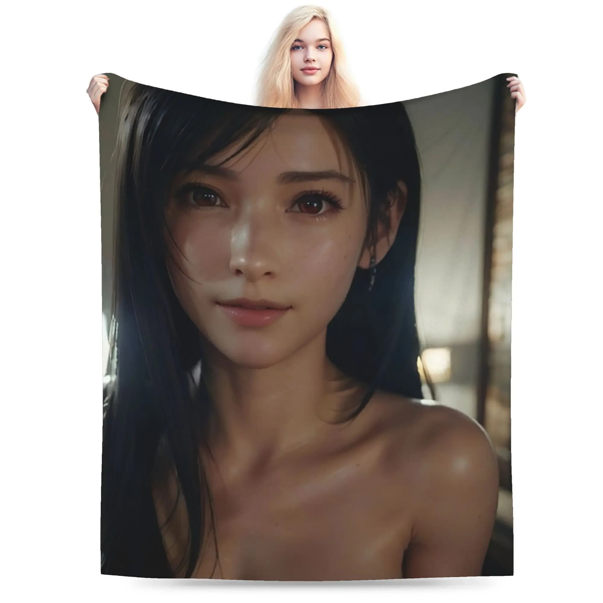 Coperta stampata in flanella con motivo anime Tifa sexy adatta a tutte le stagioni adatta per divano da ufficio e viaggi