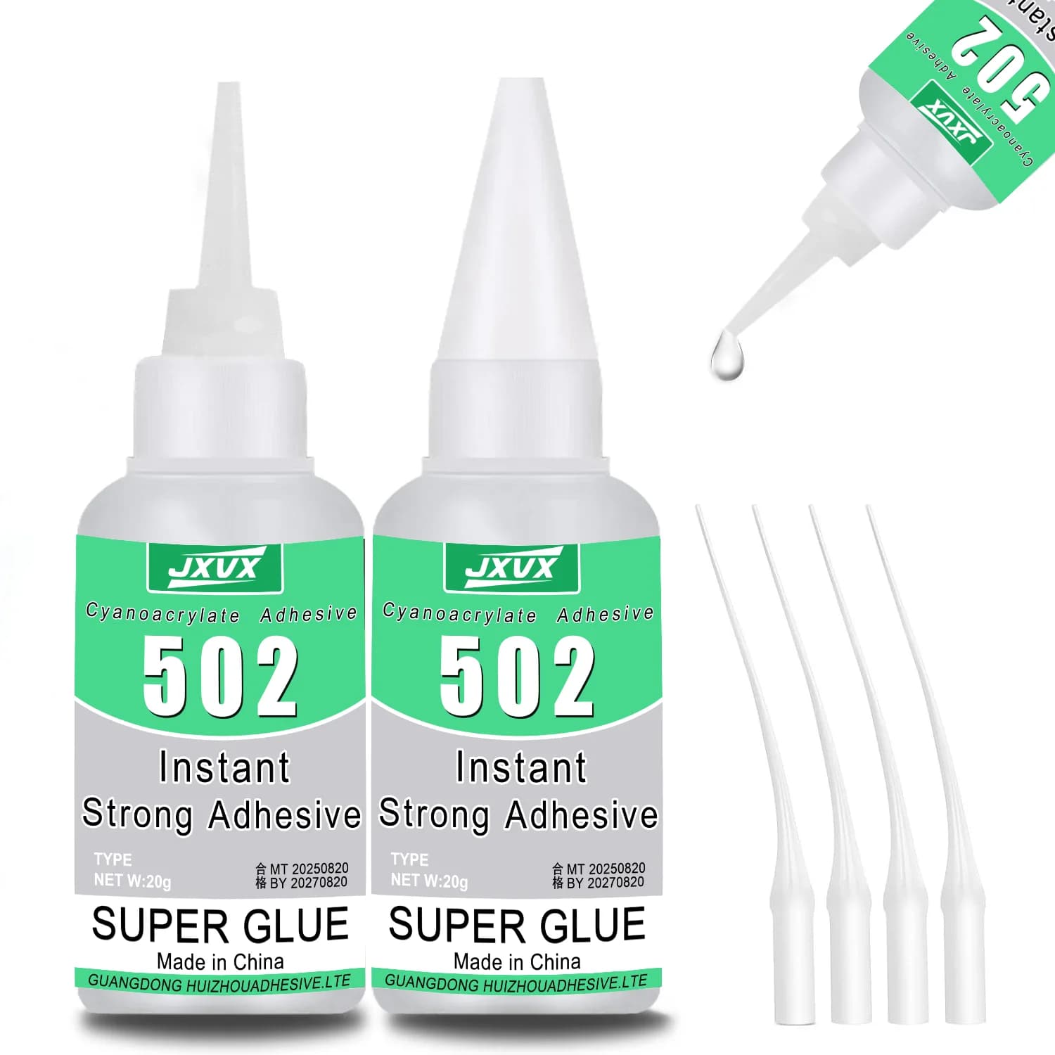 Colle ultra-puissante 502, 20 g, col cyanoacrylate à séchage rapide, pour plastiques durs, loisirs créatifs, céramique, cadres, cuir, métal, col liquid à forte adhérence, kit de 15 pièces pour bricolage de Noël.