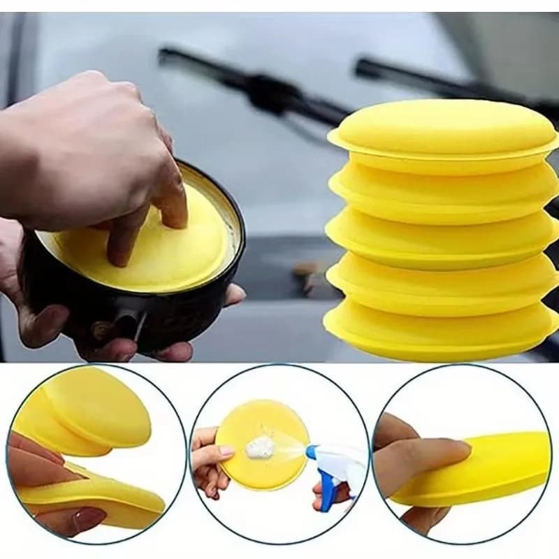 5/10 Pezzi Spugna in Schiuma per Auto, Applicatore di Cera, Tamponi per Pulizia e Lucidatura Auto, Kit per Lavaggio e Cura dell'Auto, 10cm