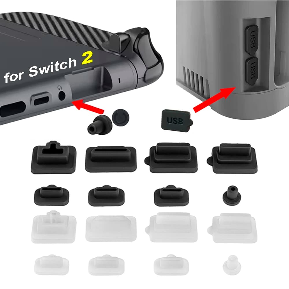 8-16 PCS Spina Antipolvere per Nintendo Switch 2 Silicone HDMI Tipo C Porte di Ricarica Tappo di Protezione Console di Gioco Dock Caricatore Copertura
