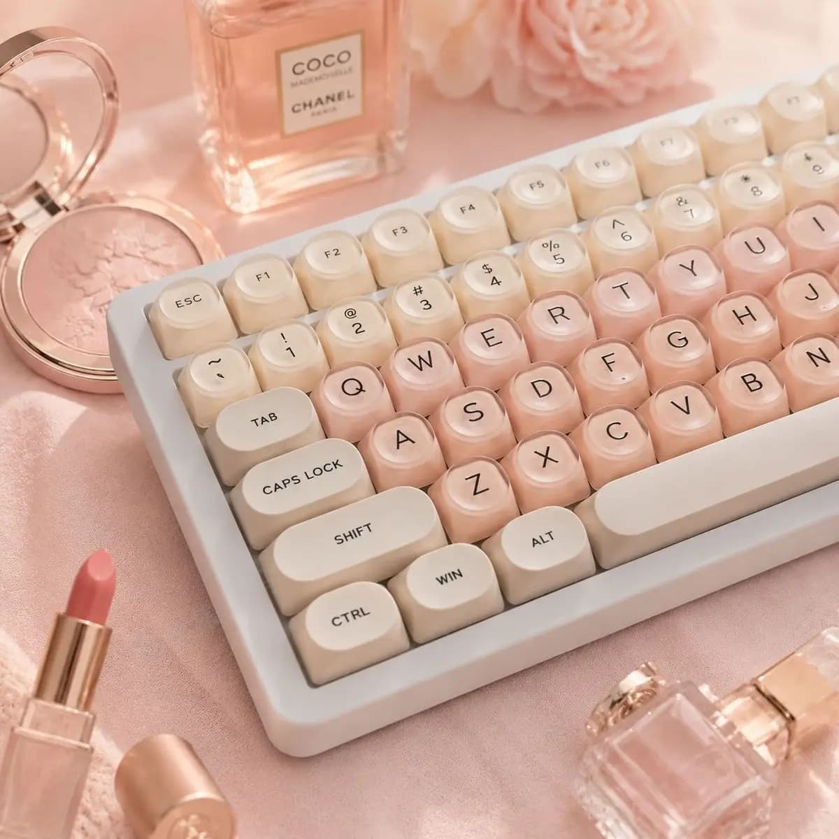 128 Keys Liquid Foundation Semi Transparent PC Key cap Double Shot PBT Keycaps for Cherry MX Switches Gaming Keyboard