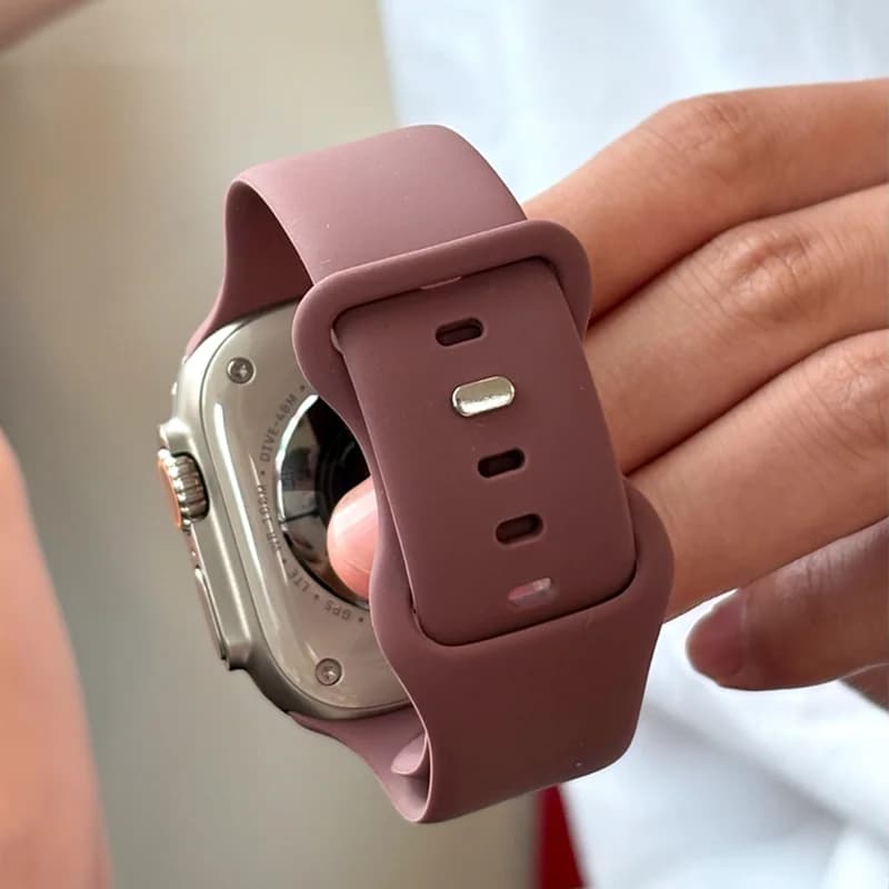 Figure 8 Buckle Soft Silicone Replacement Strap For Apple Watch Series 11 10 9 8 7 6 5 SE Ultra Fits 49-38mm Gentle Hypo