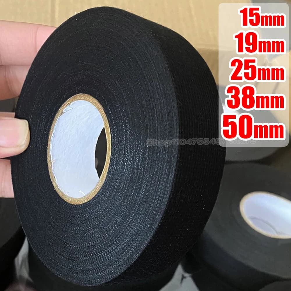 Electric Tape Heat Resistant Wiring Harness Insulation For Auto Harness Fabric Wrap Tape Black Waterproof Cable Adhesive Tape