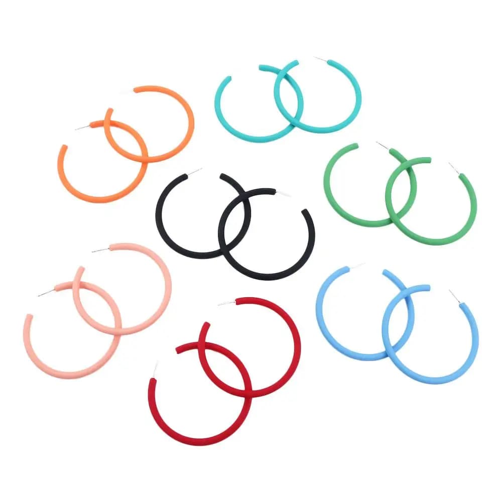 Ladies Multicolor Personality Geometric Candy Color Simple Round Earrings C-shaped Women Jewelry Hoop Earrings