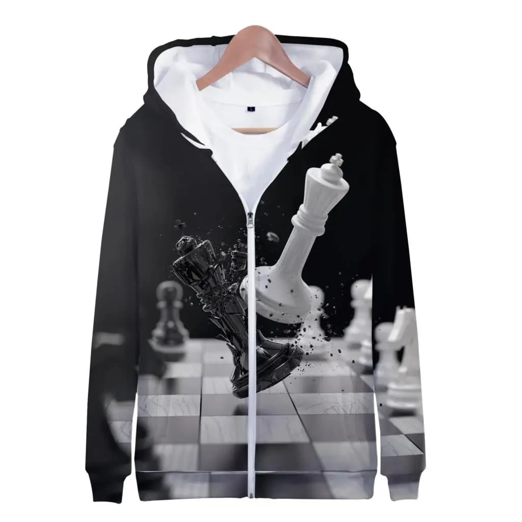 Scacchiera Stampa 3D Felpe con cerniera Abbigliamento per bambini Moda Felpe oversize Harajuku Ragazzo Ragazza Top Cappotto Abbigliamento per bambini