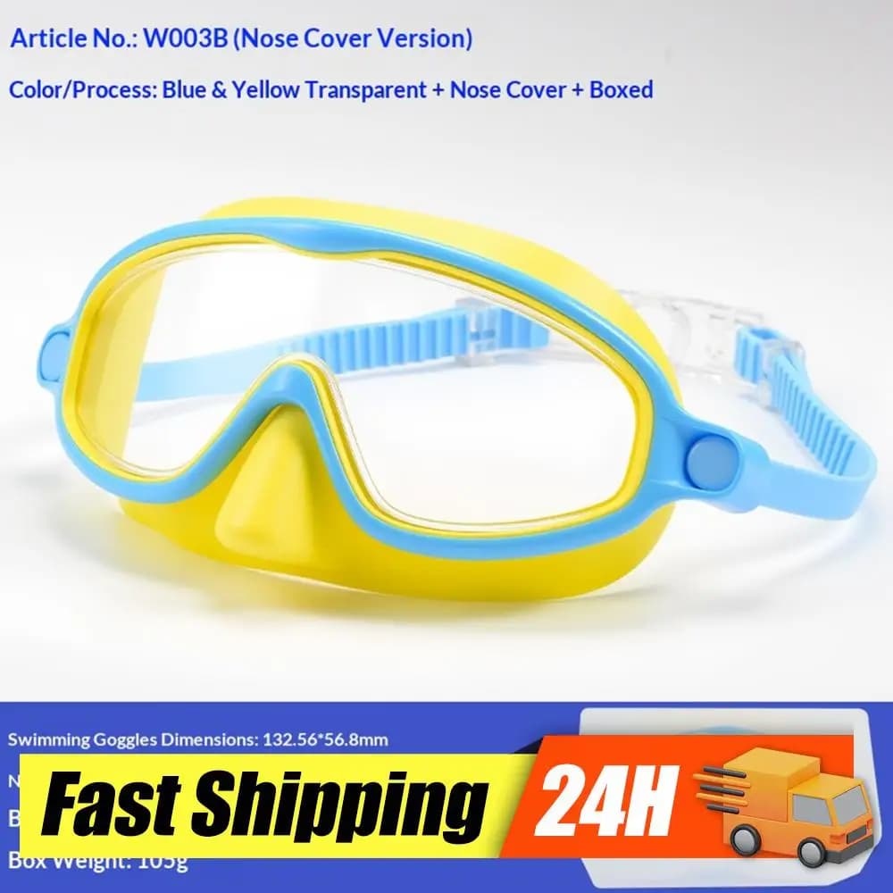 Occhialini da Nuoto con Copertura per il Naso, Maschera Subacquea a Visione Ampia, Antiappannamento, Protezione UV, Senza Perdite, per Bambini 3-15 Anni