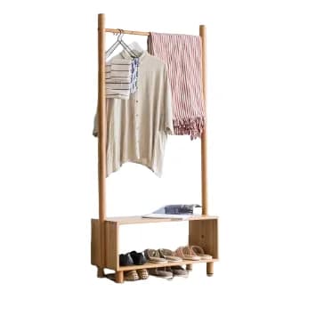 Scarpiera entirely in solid wood Stool for changing shoes in oak for home Clothes rack