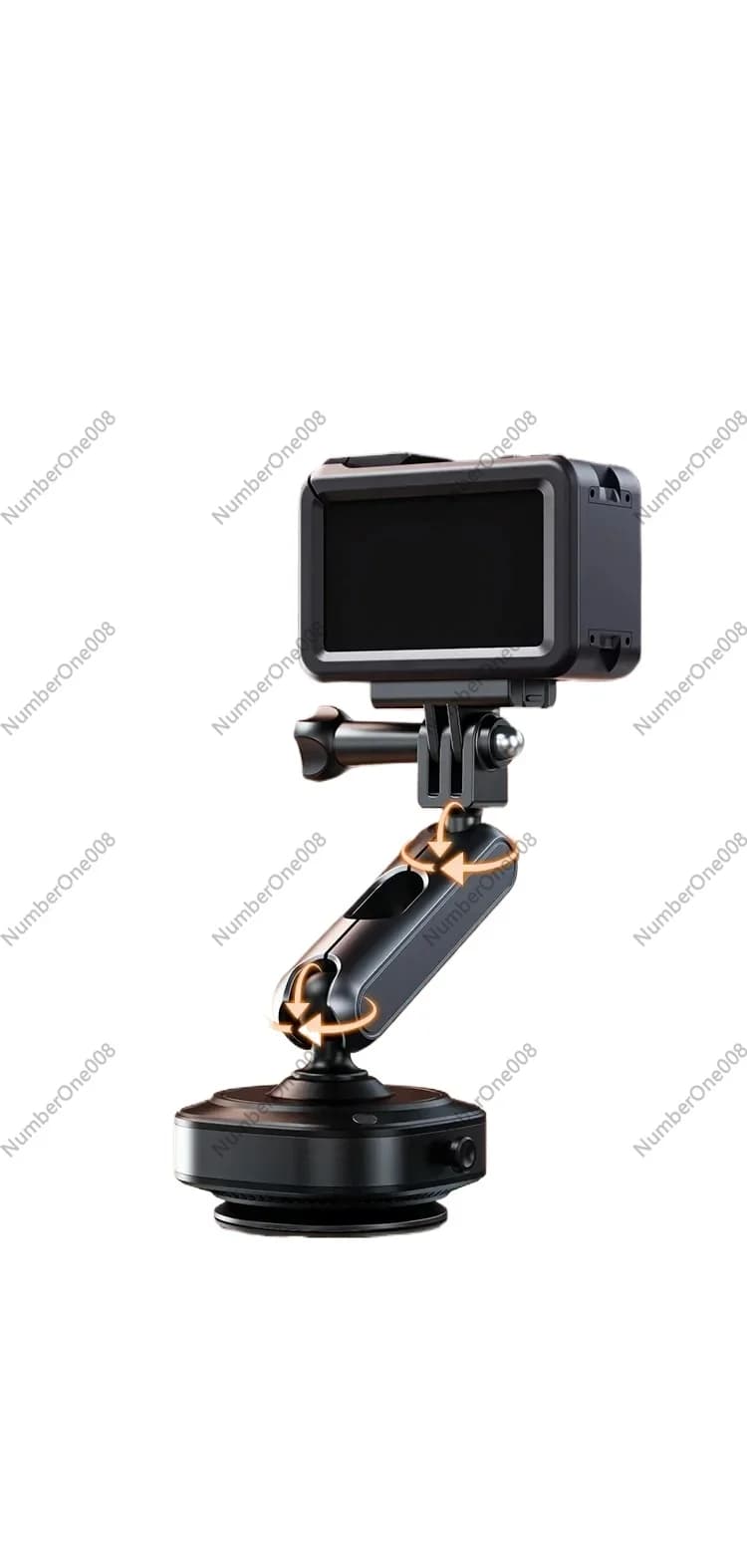 Supporto per Action Camera da Auto con Aspirazione Elettrica, Regolabile a 360 Gradi, in Lega di Alluminio, Compatibile con Serie Popolari di Action Camera