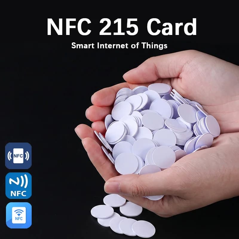 NFC Ntag215 13,56 MHz NFC Coin Bonding Card Badge ISO/EC14443A 25 mm PVC impermeabile 215 Tag elettronici
