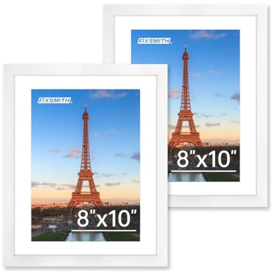 8x10 Picture Frame Set of 2, Photo Frame with HD Plexiglass, Display Pictures 5x7 with Mat or 8x10 Without Mat, Picture Frames