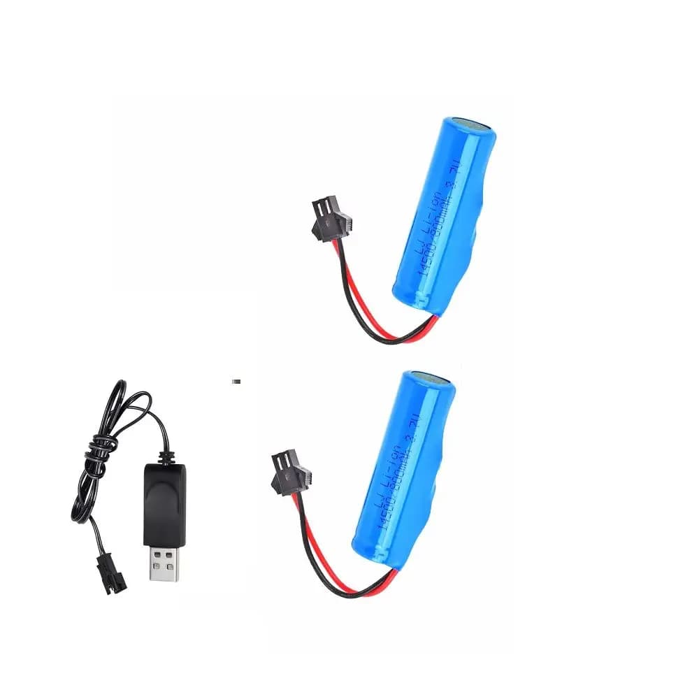 SM-2P plug for Stunt Dump Car Boat Tank Truck Replacement Toy Accessory with 14500 3.7V Rechargeable Lithium Ion Battery
