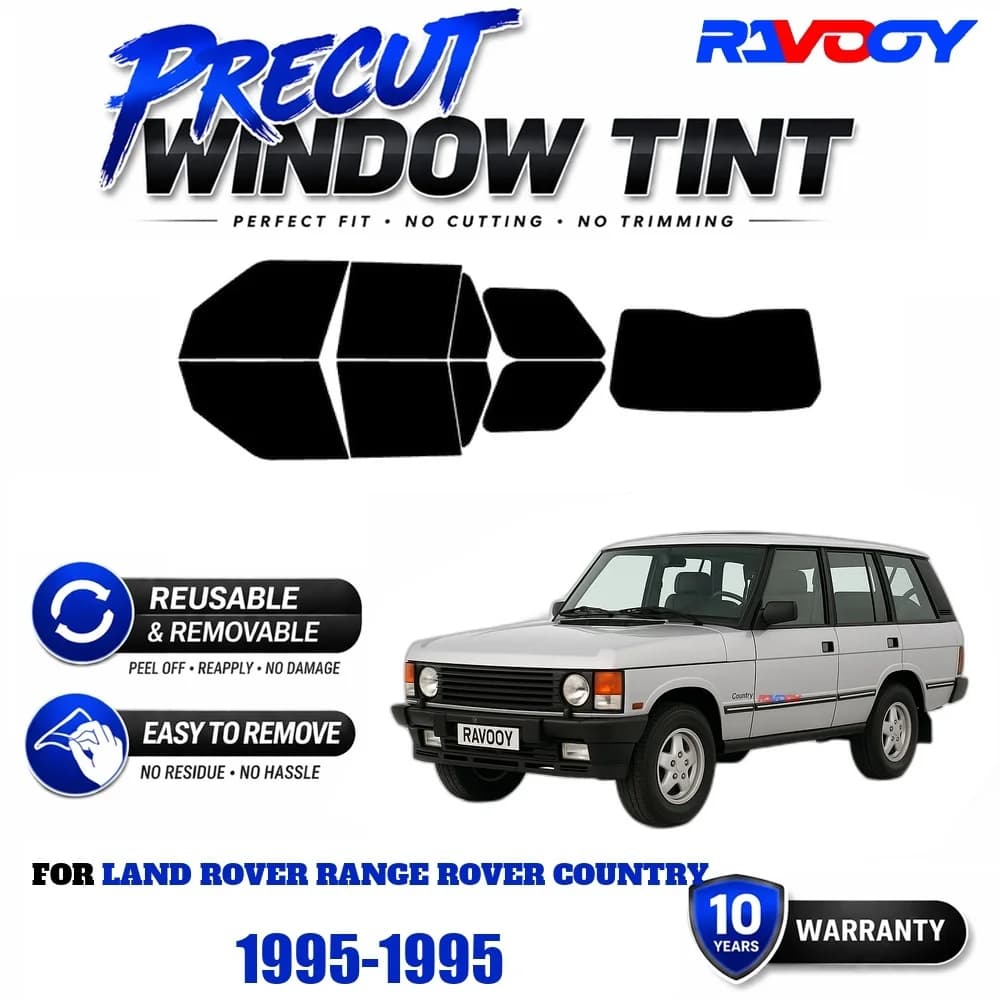 RAVOOY Precut Window Tint, Reusable Removable EPU Film, Custom Fit for Land Rover Range Rover Country 1995, UV Heat Protection